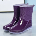 Women's Mid-Calf Wellington Boots, Geometric Pattern Glossy 8