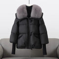 Fur Collar Puffer Jacket for Women, Hooded Toggle 1