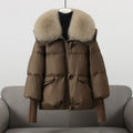 Fur Collar Puffer Jacket for Women, Hooded Toggle 3