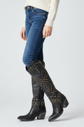 Chunky Heel Rivet Detail High-Cut Boots for Women 4