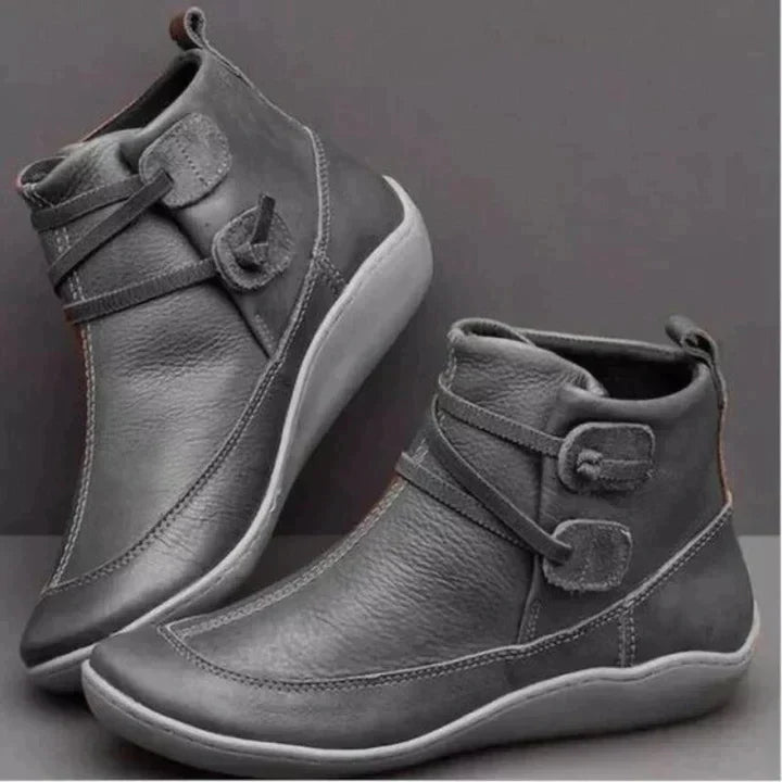 Women's Flat Ankle Boots, Cushioned Support with Side Strap