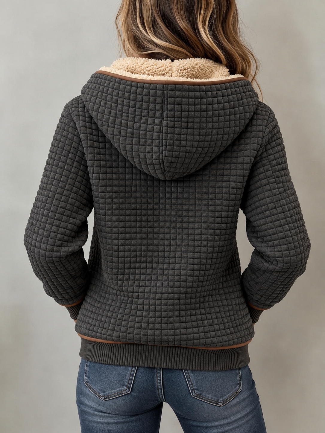 Women's Quilted Jacket, Hooded with Sherpa Lining