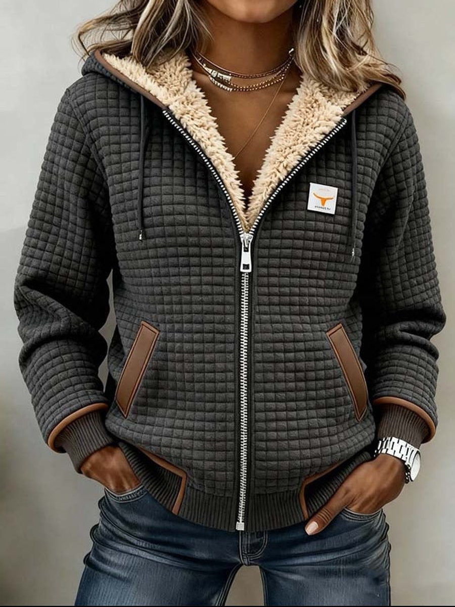 Women's Quilted Jacket, Hooded with Sherpa Lining
