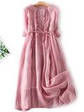 Linen Dress Relaxed Fit Casual Warm Weather 6