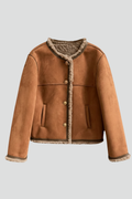 Women Jacket with Button Closure and Trim Edging 1