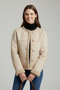 Women Jacket with Button Closure and Trim Edging 6