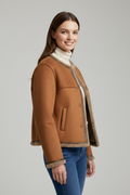 Women Jacket with Button Closure and Trim Edging 5