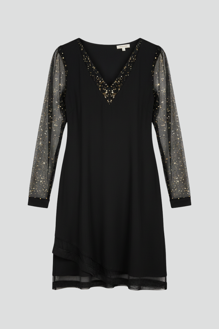 Women's Cocktail Dress V-Neck Sequin Sleeve