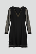 Cocktail Dress Sequined Sleeves Plunging Neckline 1