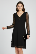 Cocktail Dress Sequined Sleeves Plunging Neckline 2