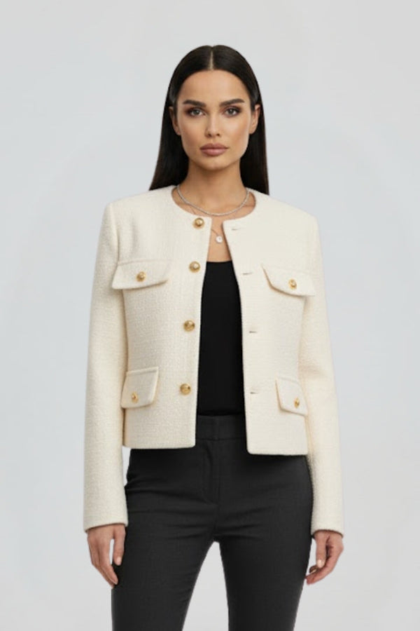Ruby | Cropped Button-Front Jacket with Flap Pockets