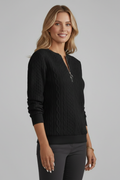 Sable | Cozy Women's Cable Knit Zip Neck Jumper 4