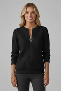 Sable | Cozy Women's Cable Knit Zip Neck Jumper 2