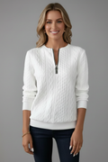 Sable | Cozy Women's Cable Knit Zip Neck Jumper 6