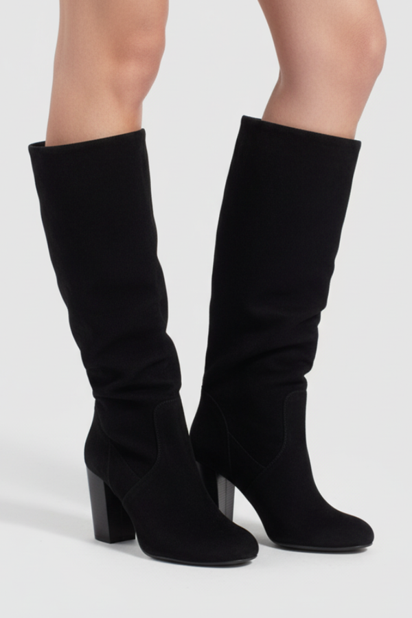 Pointed Toe Decorative Tab Knee-High Boots for Women
