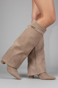 Pointed Toe Decorative Tab Knee-High Boots for Women 4