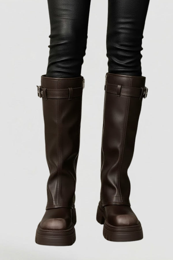 Platform Side Zip Knee-High Boots for Women