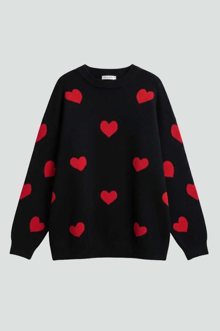 Quinn | Sweet Women's Heart Pattern Knit Jumper