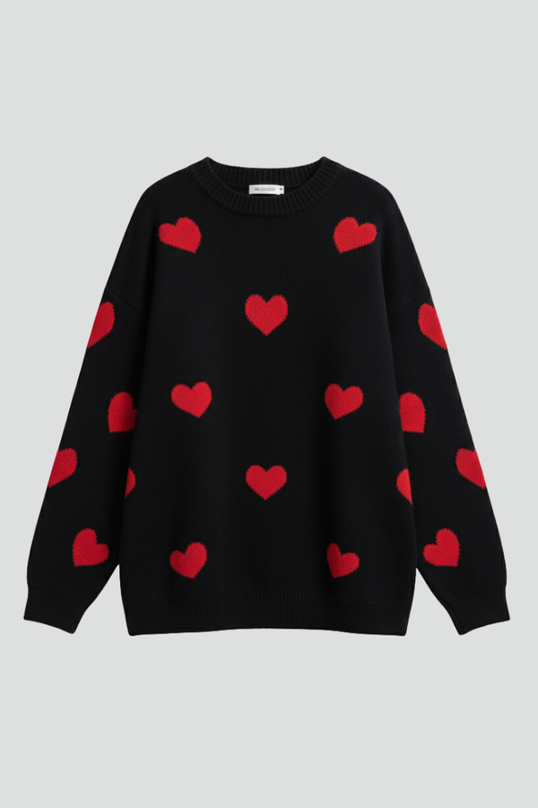 Quinn | Sweet Women's Heart Pattern Knit Jumper