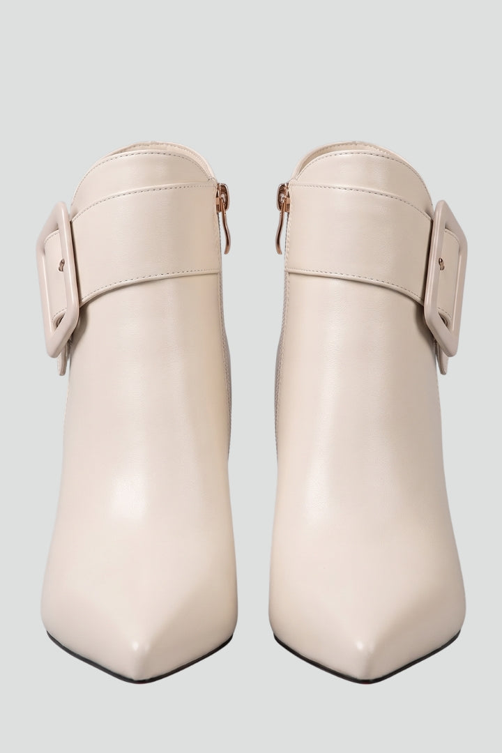 Buckle Detail Leather Ankle Boots for Women
