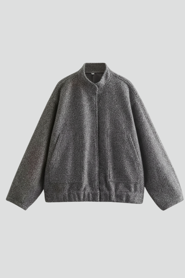 Odette | Oversized Ribbed-Collar Zip Jacket