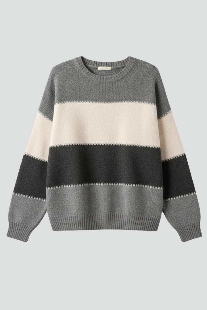 Winnie | Chic Women's Striped Ribbed Trim Sweater