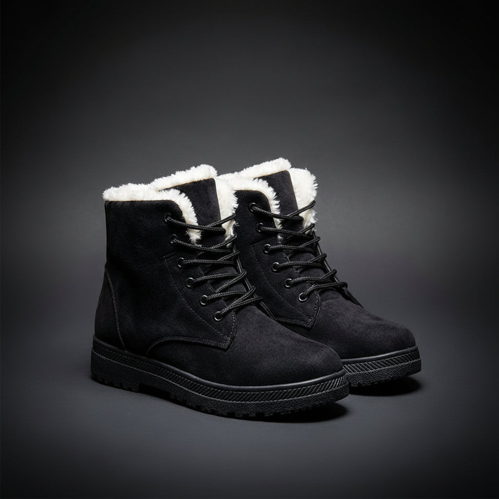 Faux Fur Lined Winter Boots for Women, Lace Up