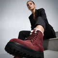 Faux Fur Lined Winter Boots for Women, Lace Up 5