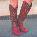Studded Western Boots for Women, Block Heel 4
