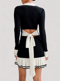 Violet | Sweet Women's Ruffled Bow Knit Mini Dress 2