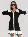 Violet | Sweet Women's Ruffled Bow Knit Mini Dress 1