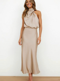 Women's Halter Evening Dress Chic Formal Fitted 4