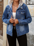 Hooded Blue Jean Jacket for Women, Button Front 1
