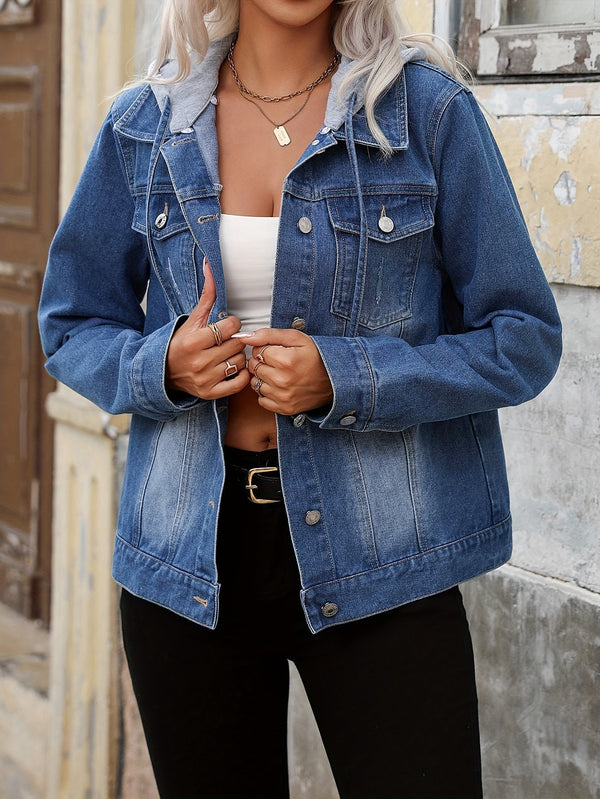 Hooded Blue Jean Jacket for Women