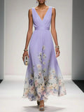 Women's Floral Print Wedding Guest Dress A-Line 6