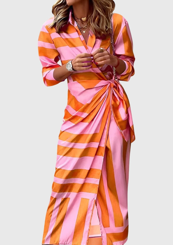 Wrap Dress with Print Elegant Fitted