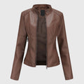 Oversized Faux Leather Shacket for Women, Button Front 2
