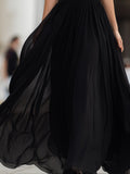 Black Chiffon Halter Neck Maxi Dress Pleated Sleeveless 3