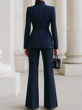 High-Collar Blazer and Wide-Leg Trousers Co-ord Set 4