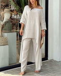 Women's Linen Set Tunic Top and Trousers Relaxed 1