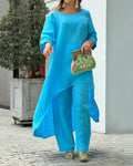 Women's Linen Set Tunic Top and Trousers Relaxed 2