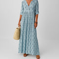 Boho Maxi Dress Printed V-Neck Long Sleeve 1