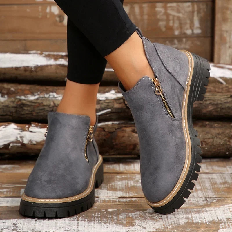 Women's Waterproof Ankle Boots, Side Zip Lug Sole