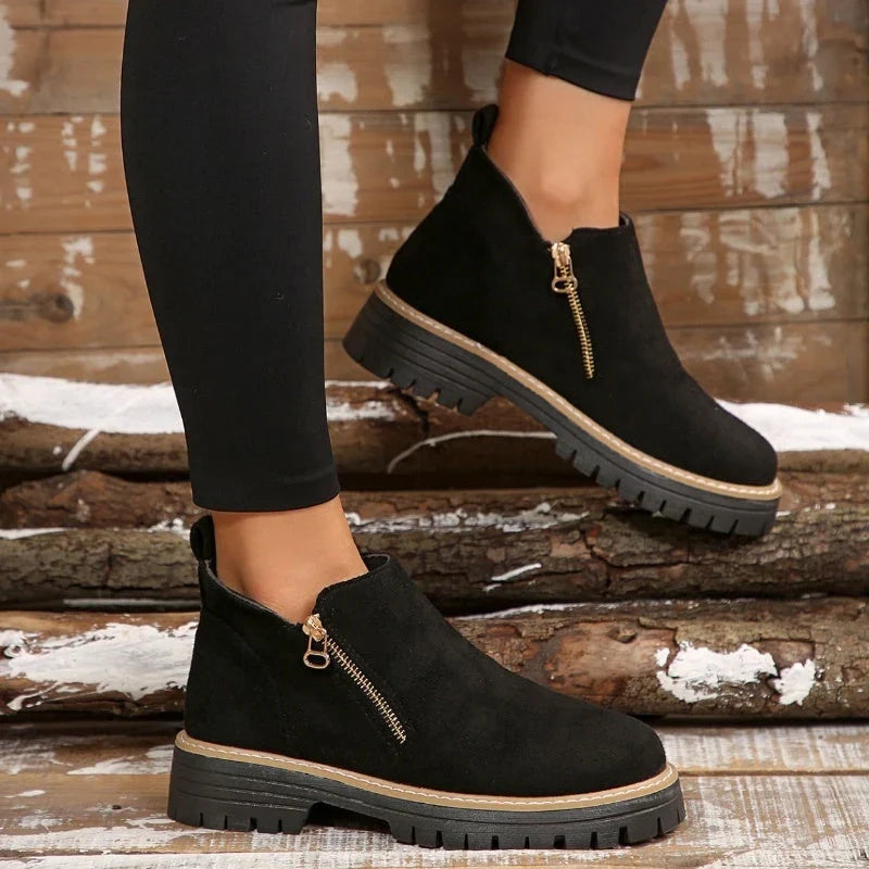 Women's Waterproof Ankle Boots, Side Zip Lug Sole