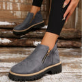 Women's Waterproof Ankle Boots, Side Zip Lug Sole 7