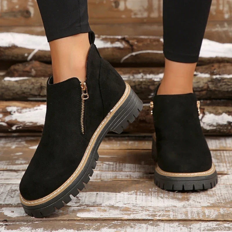 Women's Waterproof Ankle Boots, Side Zip Lug Sole
