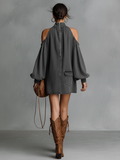 Women's Washed Denim Off-Shoulder Mini Dress Minimalist 2