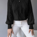 Tilda | Cropped Cable Knit Sweater with Lantern Sleeves for Women 3