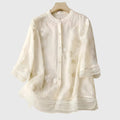 Women's Elegant Top with Embroidered Floral Detail 1