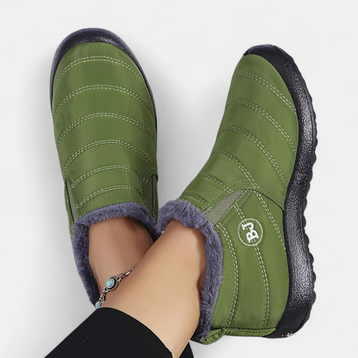 Women's Slip On Snow Boots, Quilted Fur Lined Ankle